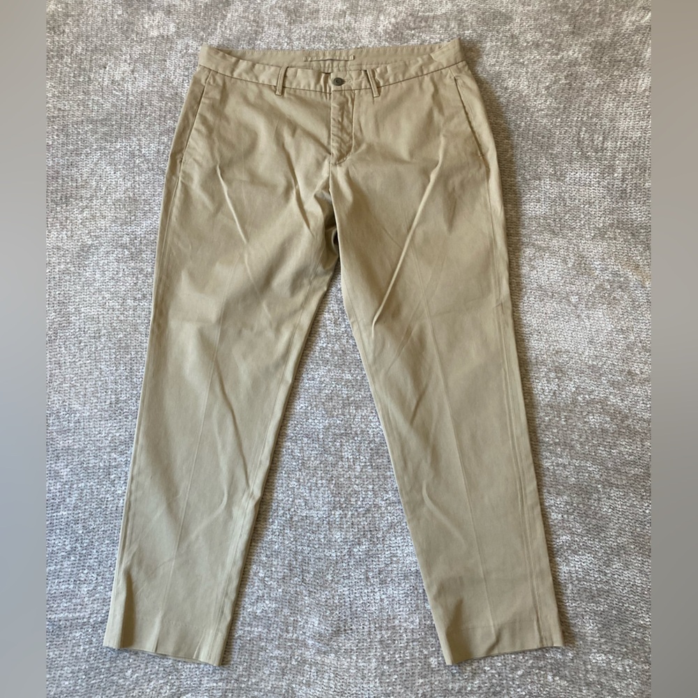 Massimo Dutti Mens Slim Fit Cotton Pants Khaki Casual Size 36‎